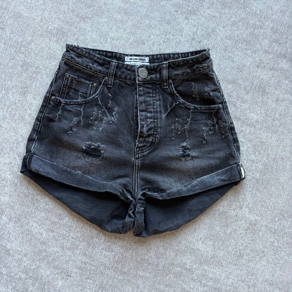 One Teaspoon Black Denim Jean Shorts